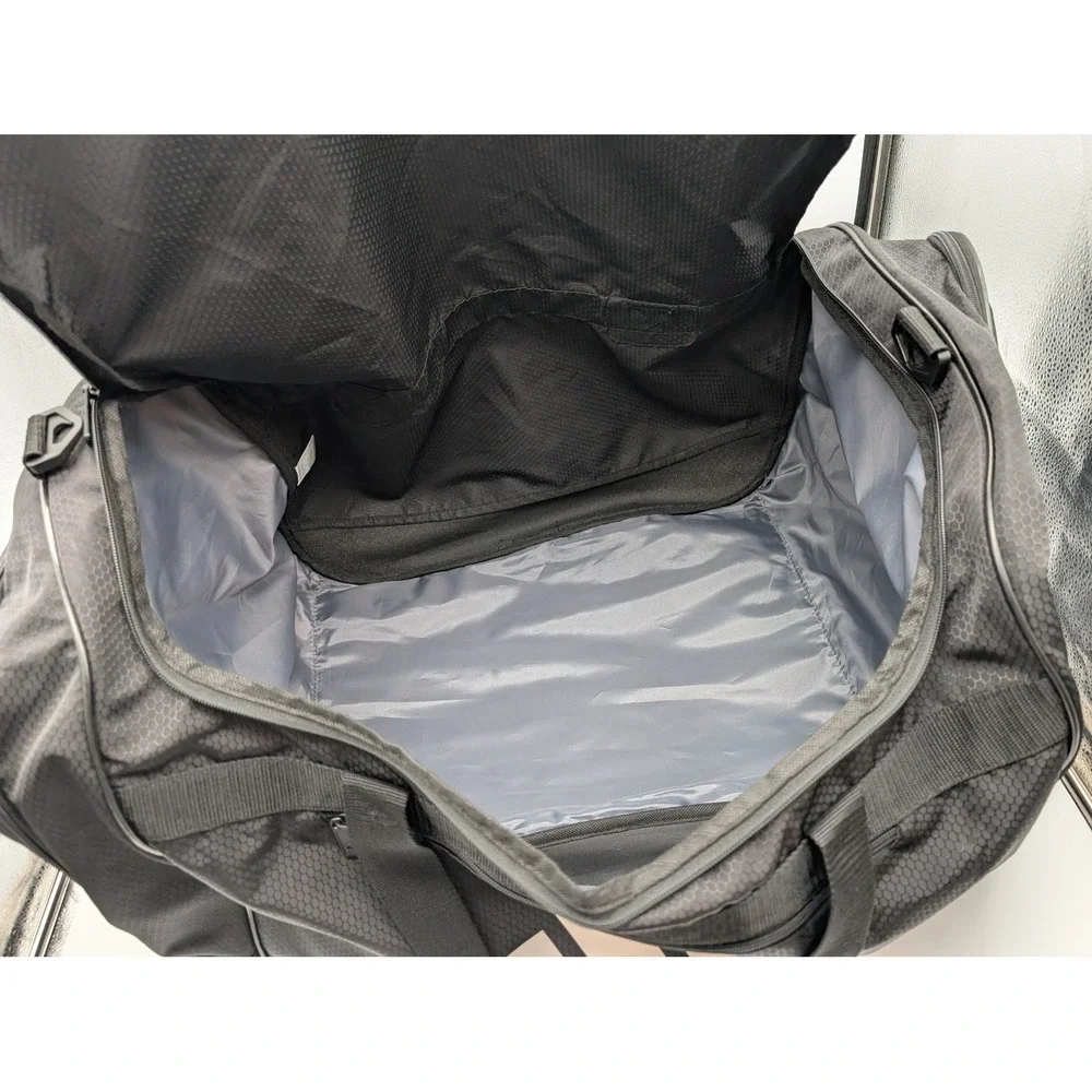 Adidas Black Honeycomb Textured Duffel Gym Bag Large Logo Zipper Pockets